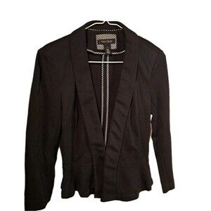 White House Black Market Black Peplum Blazer Jacket Women Size 2 Cropped